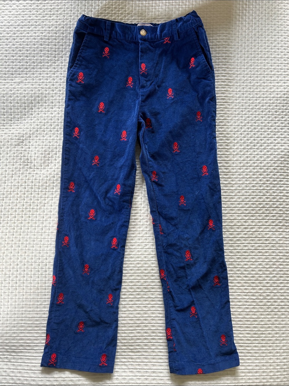 CPC children’s wear Navy Blue Corduroy Pants with Red Skull Embroidery Size 8